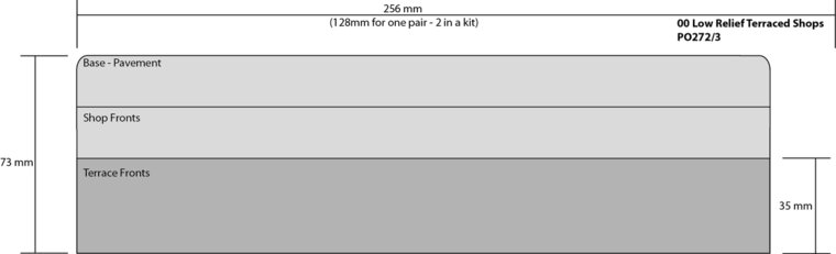 Model kit OO/HO: Low relief terraced shop fronts - red brick - Metcalfe - PO272