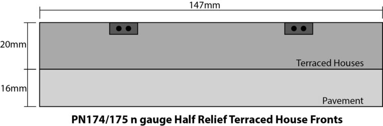 Model kit N:  Low relief terraced house fronts - Metcalfe - PN175