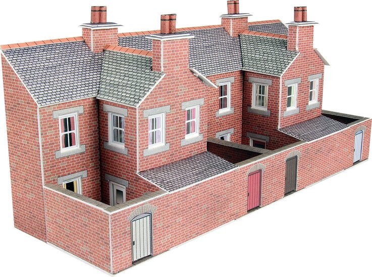 Model kit N:  Low relief terraced house backs in red brick style - Metcalfe - PN176