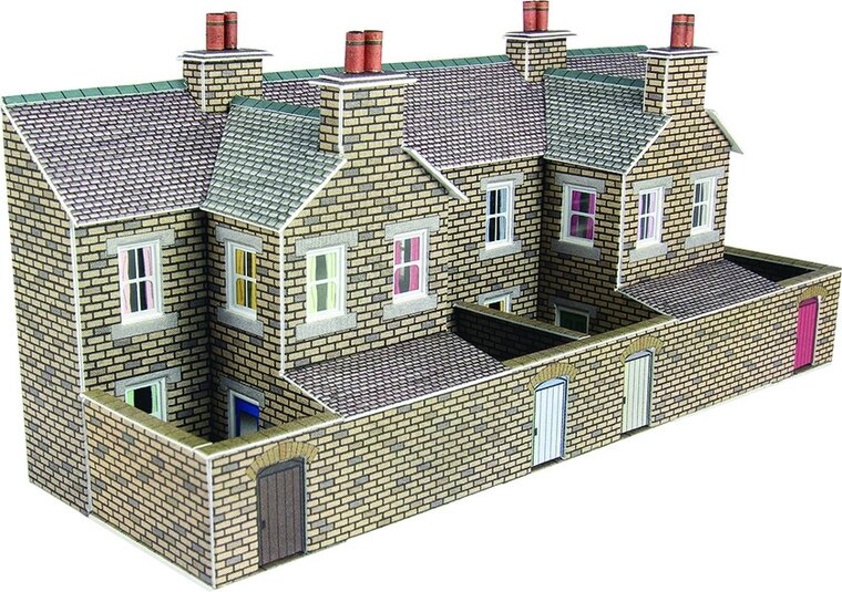 Model kit N:  Low relief terraced house backs in stone style - Metcalfe - PN177