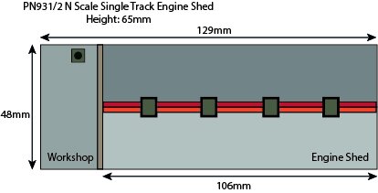 Model kit N: single track engine shed red brick - Metcalfe - PN931