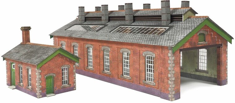 Model kit N: double track engine shed red brick - Metcalfe - PN913