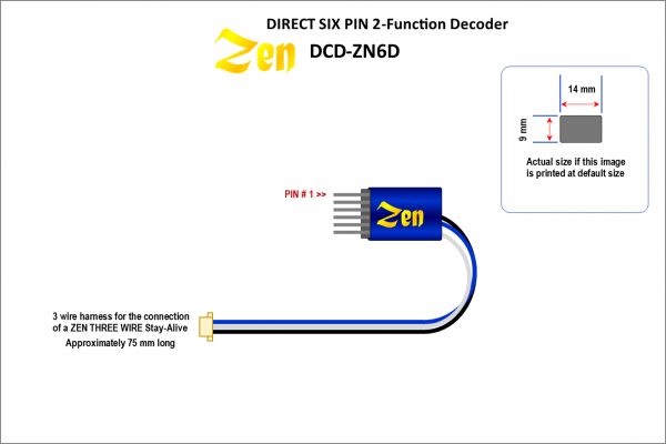 Zen Blue decoder - 6 pin direct and 8 pin harness - 2 functions - DCC concepts