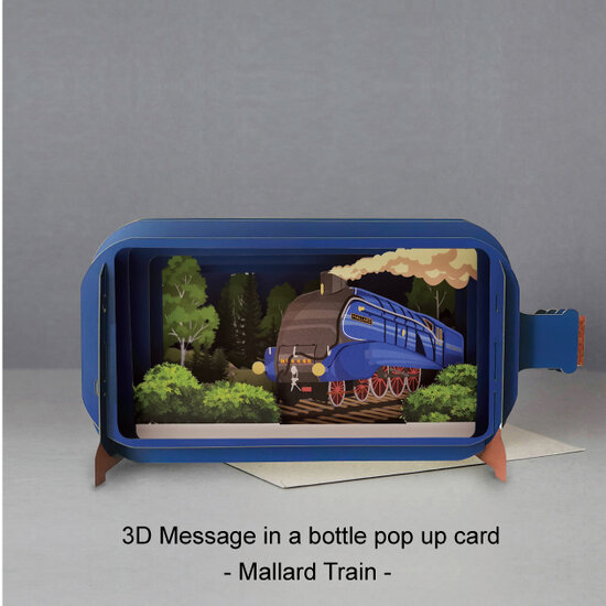 3D pop up greeting card - message in a bottle - mallard