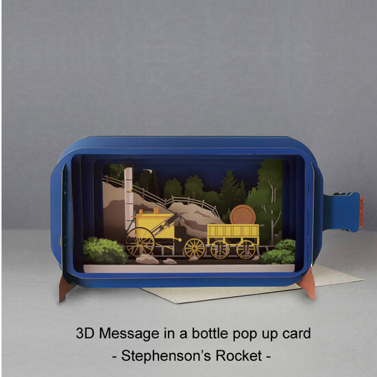 3D pop up greeting card - message in a bottle - stephenson&#039;s rocket