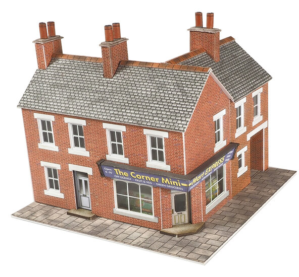 Model kit N:  corner shop and pub red brick - Metcalfe - PN116