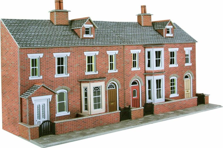 Model kit OO/HO: Low relief terraced house fronts - red brick - Metcalfe - PO274