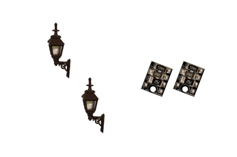 Gas Wall lamps - black - 4mm scale - DCC concepts