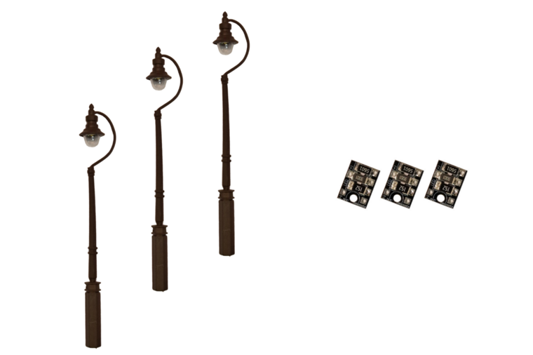 Swan-Neck street/platform lamps - black - 4mm scale - DCC concepts